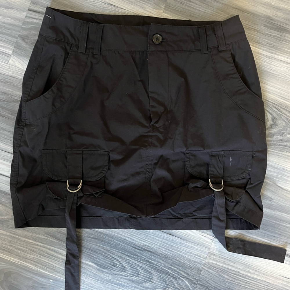 Black Cargo Mini Skirt